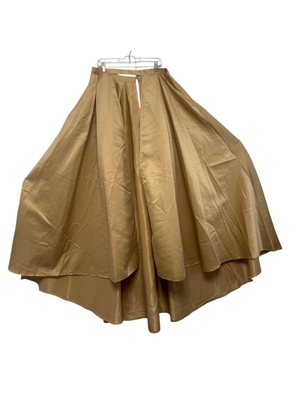 Gold High-Low Maxi Skirt Over Pants Pleated Design Long Skirt One Size